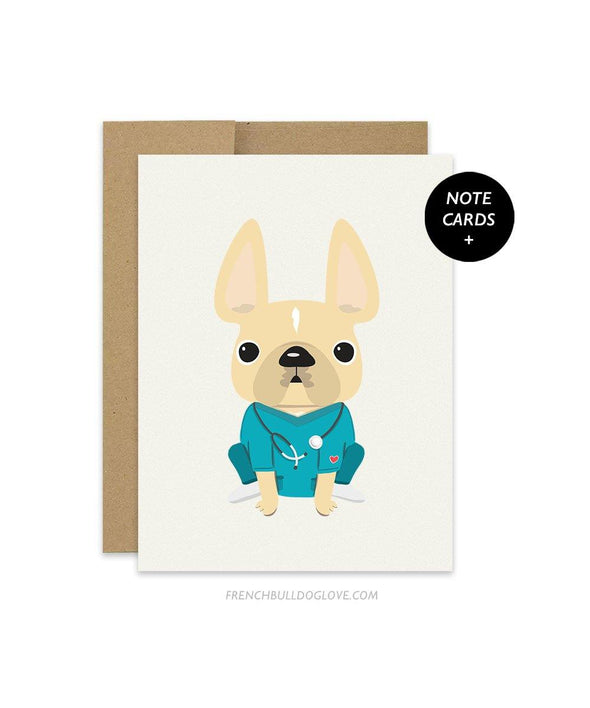 THANK YOU NURSES French Bulldog Note Cards - Set of 12 - French Bulldog Love