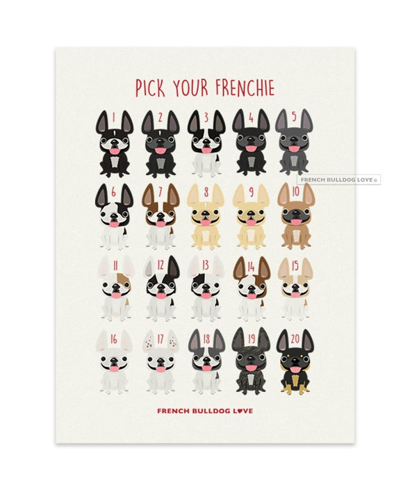 Fa La La - THREE Frenchies - French Bulldog Christmas Card