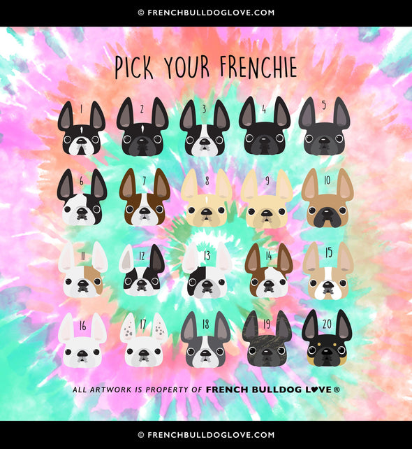 Tie Dye Frenchie Pouch - Starburst - Large - French Bulldog Love