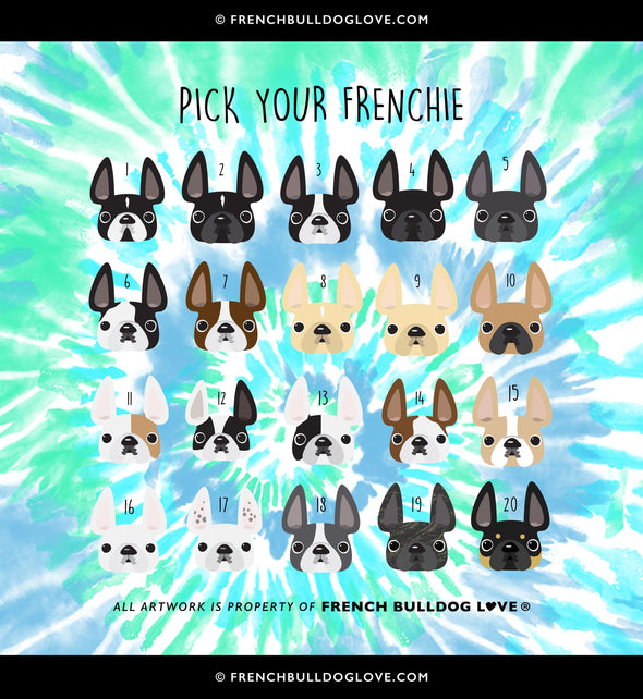 Tie Dye Frenchie Pouch - Blues - Small - French Bulldog Love