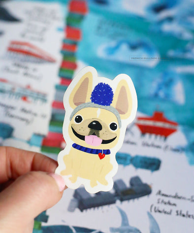 #100DAYPROJECT 48/100 - ROMEO AND HIS FUNNY HAT VINYL FRENCH BULLDOG STICKER