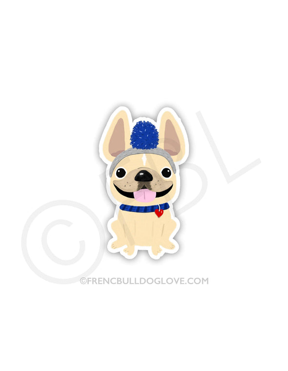 #100DAYPROJECT 48/100 - ROMEO AND HIS FUNNY HAT VINYL FRENCH BULLDOG STICKER - French Bulldog Love