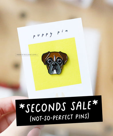 SECONDS SALE - NOT-SO-PERFECT Enamel Pin - Boxer - Dark Pied