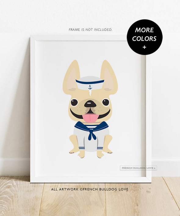Sailor Frenchie - French Bulldog Halloween Print 8x10
