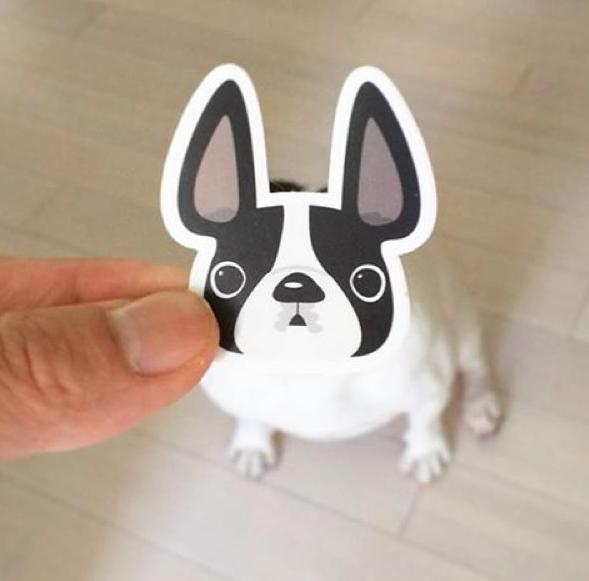 White Spotted / French Bulldog Mini Sticker