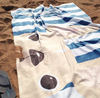 Cream / Navy Striped French Bulldog Beach Towel - French Bulldog Love - 2