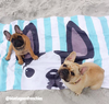Black Pied /  Striped French Bulldog Beach Towel - French Bulldog Love - 3