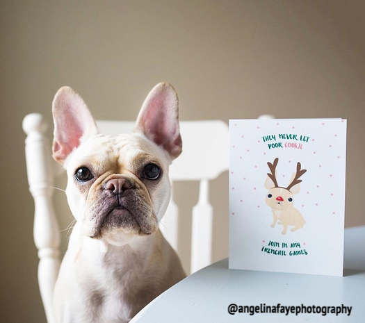 CUSTOMIZABLE Frenchie Rudolph French Bulldog Holiday Card - French Bulldog Love - 3