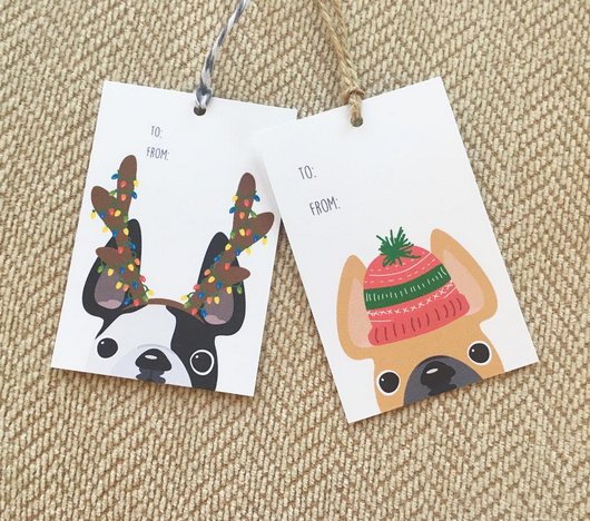 Festive Frenchies Gift Tag Set French Bulldog Holiday Tags French Bulldog Love