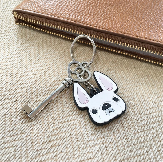 Frenchie Face Mini Keychain / White - French Bulldog Love - 3