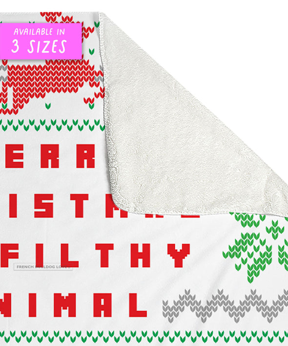 Filthy Animal Knit Sweater Sherpa Fleece Blanket