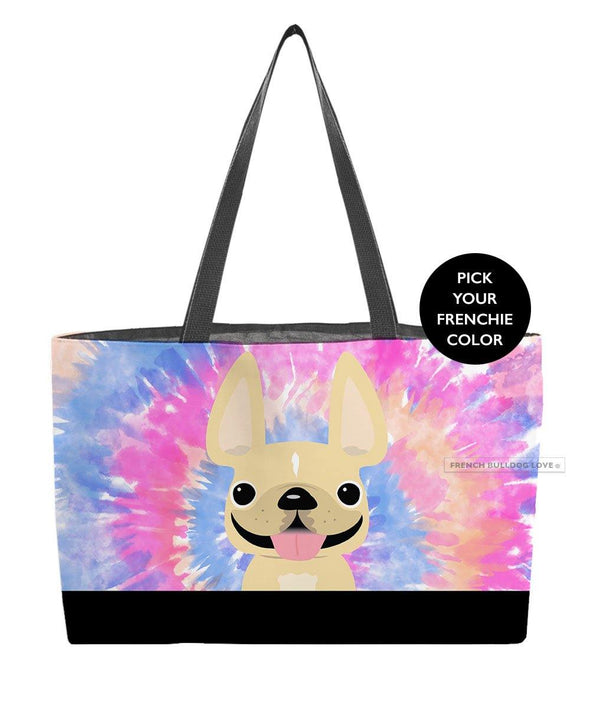 Tie Dye Weekender Bag - Pinks - by French Bulldog Love - French Bulldog Love