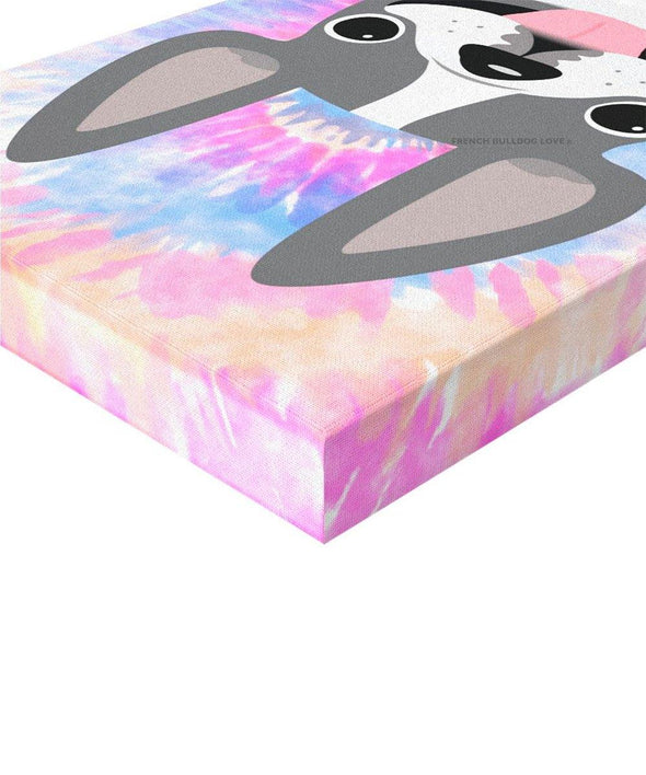 Premium Gallery Wrapped Canvas - Tie Dye - Pinks - French Bulldog Love