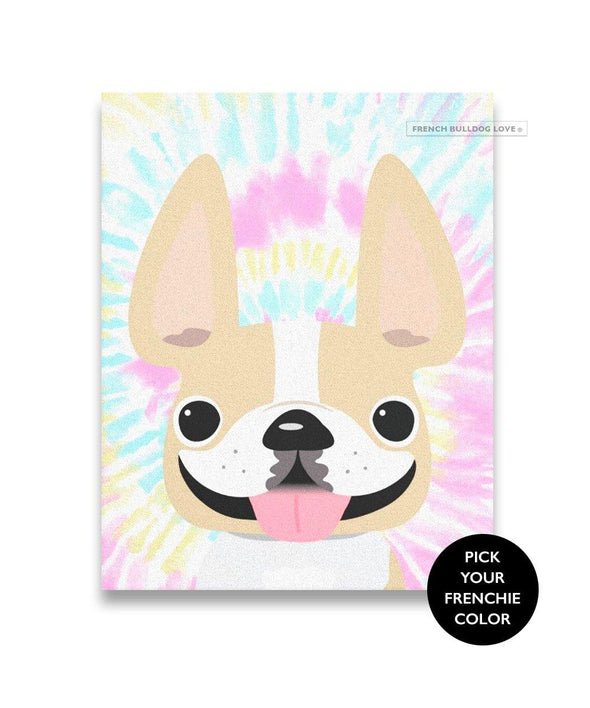 Premium Gallery Wrapped Canvas - Tie Dye - Cotton Candy - French Bulldog Love