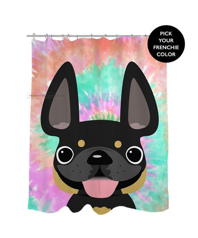 French Bulldog Tie Dye Shower Curtain - Starburst - French Bulldog Love