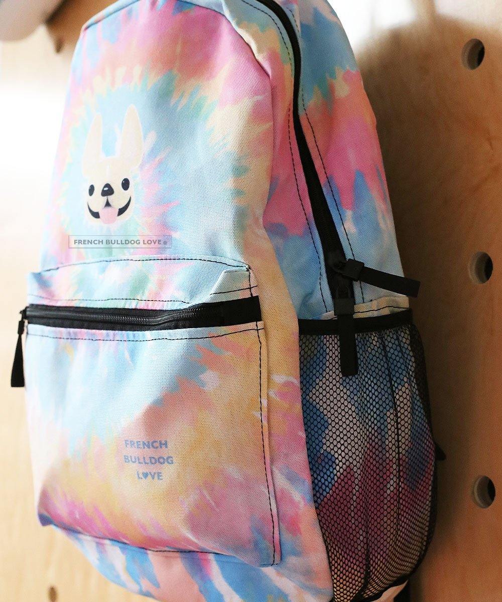 Tie Dye Backpack 2 Frenchies by French Bulldog Love CLASSIC