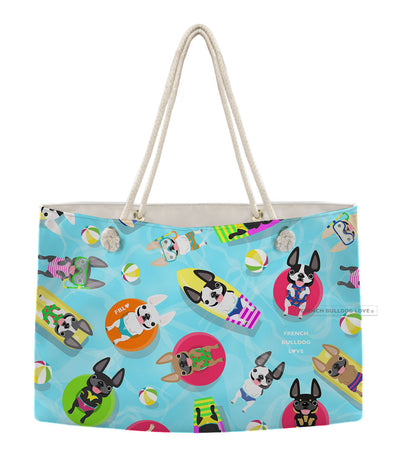 Pool Party Weekender Rope Bag by French Bulldog Love