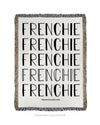 FRENCHIE Woven Blanket - Natural - 100% Cotton - Small - French Bulldog Love