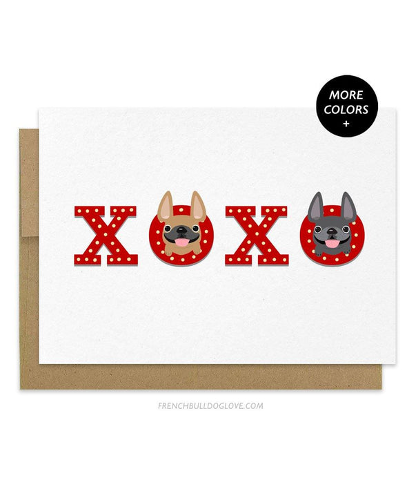 Flashing XOXO - French Bulldog Greeting Card - French Bulldog Love