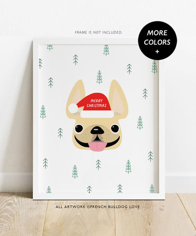 Nordic Trees - French Bulldog Holiday Custom Print 8x10
