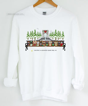 Christmas in Washington Square Park - New York Frenchie Crew - Holiday Crewneck Sweatshirt - Unisex