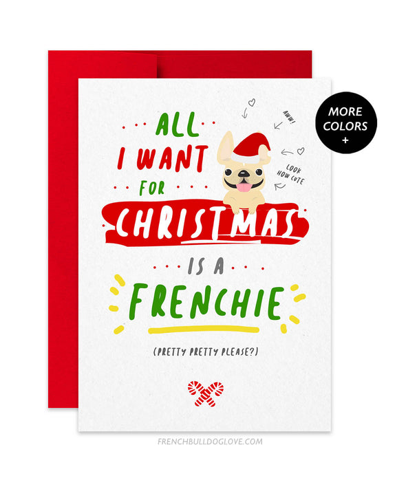Pretty Pretty Please French Bulldog Holiday Christmas Card