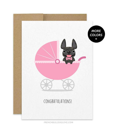 Bassinet Baby Girl - French Bulldog Baby Card - French Bulldog Love