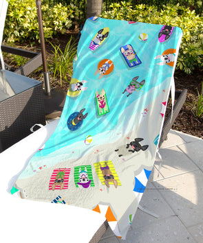 Frenchie Beach Party French Bulldog Beach Towel