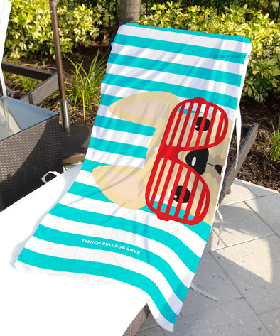 Cream / Summer Shades French Bulldog Beach Towel