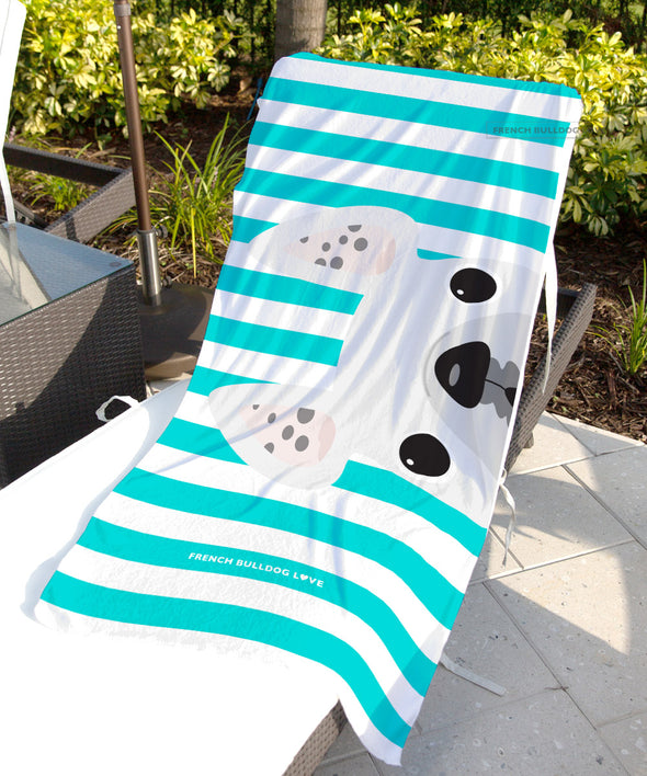 White Spotted / Striped French Bulldog Beach Towel