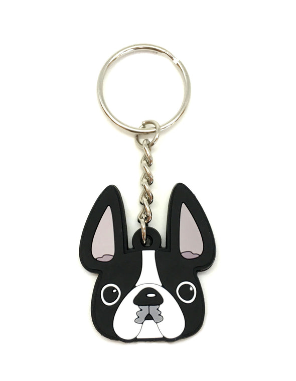Frenchie Face Mini Keychain / Black & White Pied - French Bulldog Love - 1