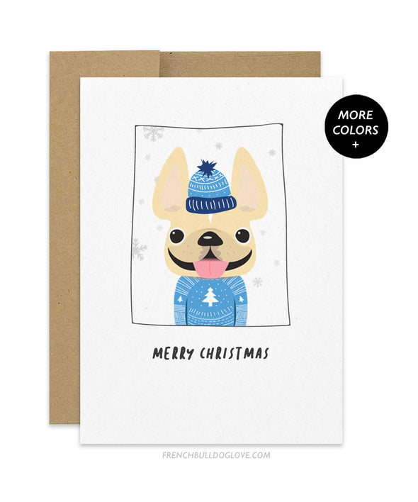 Sweater Weather Merry Christmas French Bulldog Holiday Card