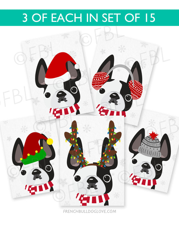 Festive Frenchies 15 Card Holiday Box Set - French Bulldog Love - 4