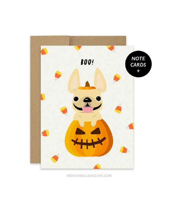 Boo! - French Bulldog Halloween Note Cards - Set of 12
