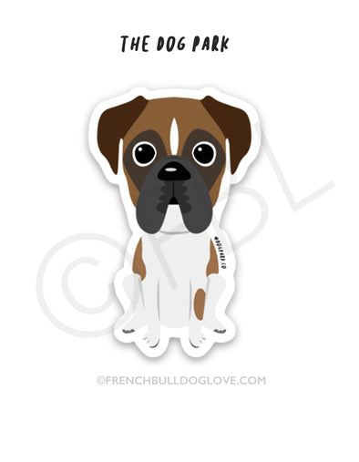 Boxer Mini Sticker - The Dog Park by French Bulldog Love