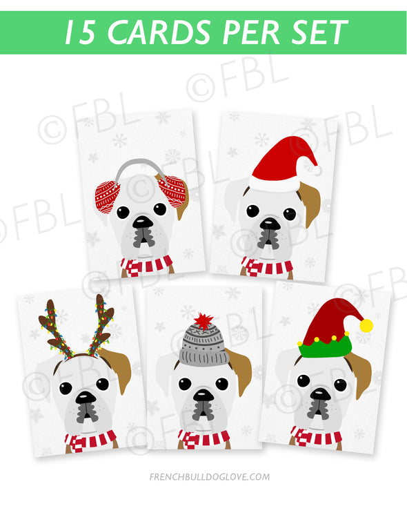 Boxer - Festive Pups - 15 Card Holiday Box Set