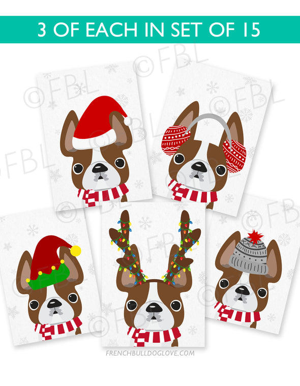 Festive Frenchies 15 Card Holiday Box Set - French Bulldog Love - 6