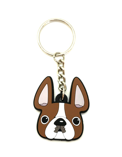 Frenchie Face Mini Keychain / Red Pied - French Bulldog Love - 1