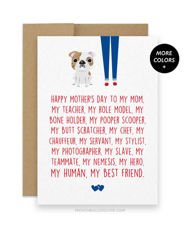 Mom Servant - English Bulldog Mother's Day Card