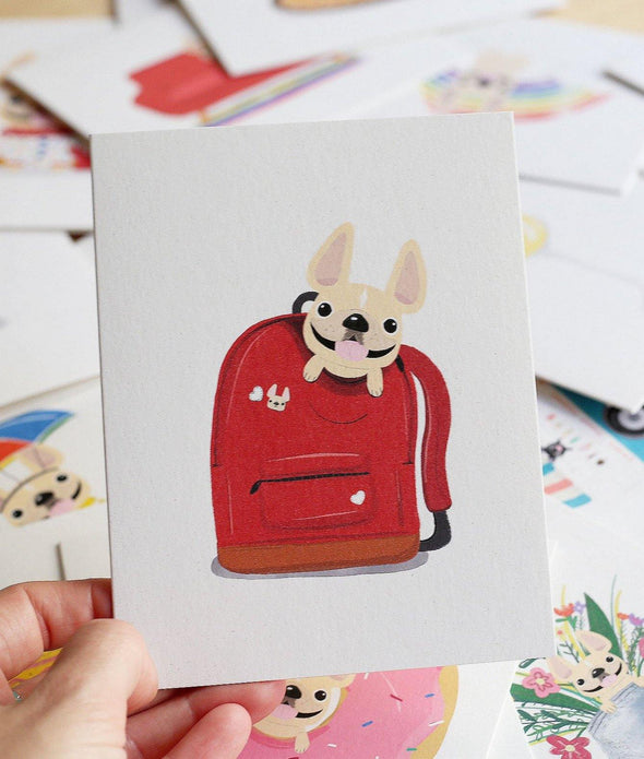 #100DAYPROJECT French Bulldog Note Cards Box Set of 12 - BACKPACK - French Bulldog Love