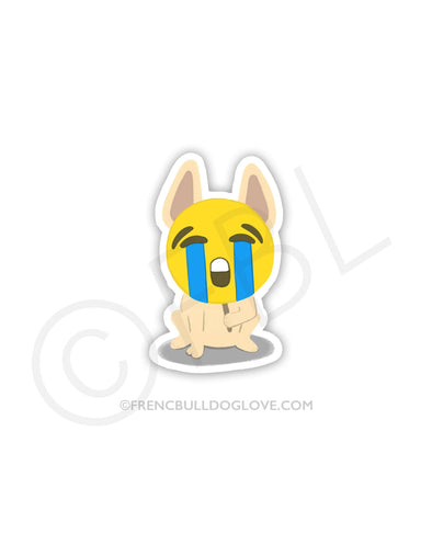 #100DAYPROJECT 45/100 - CRY EMOJI VINYL FRENCH BULLDOG STICKER - French Bulldog Love