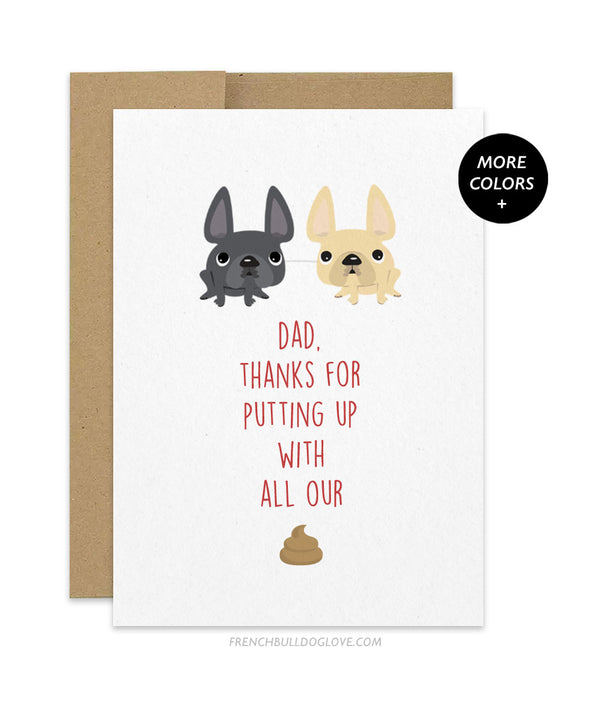 Dad Thanks - TWO Frenchies - Father's Day Card