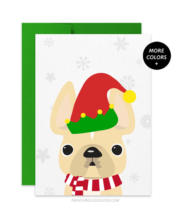Elf French Bulldog Holiday Card