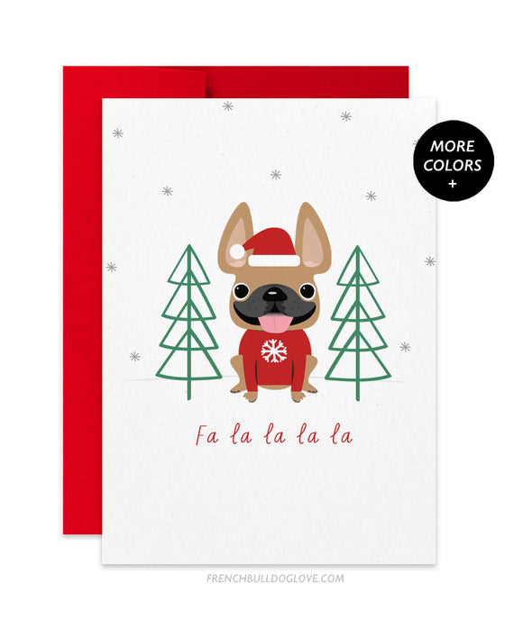 Fa La La - French Bulldog Christmas Card