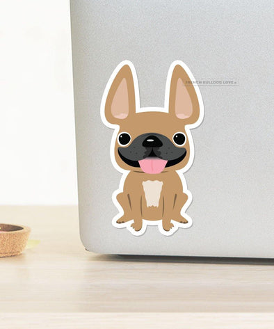 LARGE FRENCHIE STICKER - FAWN - WATERPROOF VINYL - French Bulldog Love