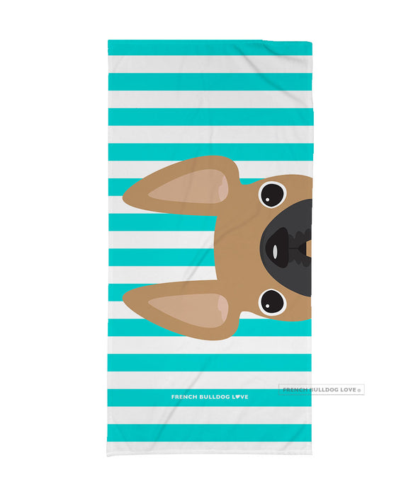 Fawn / Striped French Bulldog Beach Towel