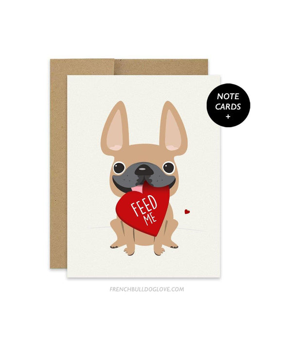 Feed Me - French Bulldog Note Cards - Set of 12 - French Bulldog Love