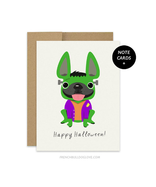 Frankenstein - French Bulldog Halloween Note Cards - Set of 12