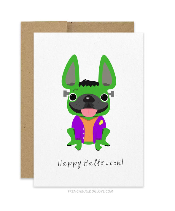 Frankenstein - French Bulldog Halloween Card
