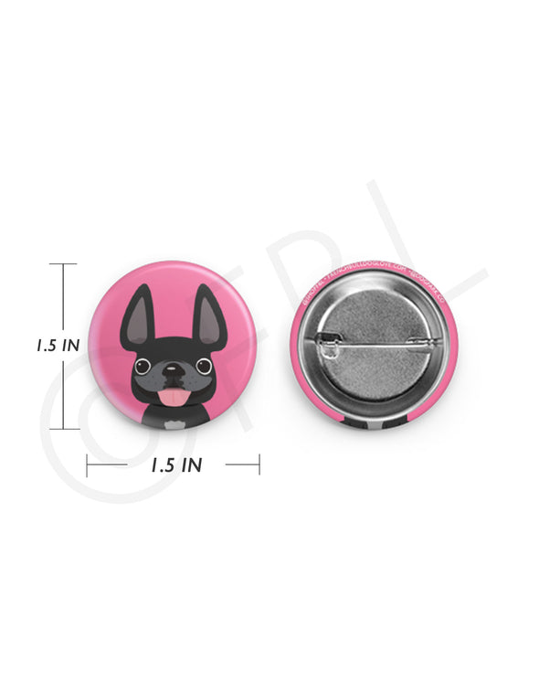 Mini French Bulldog Button - 1.5 inch - Black